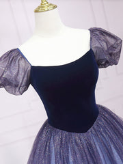 Bridesmaid Dresses Designer, Purple Tulle Long Prom Dresses, Shiny Purple Tulle Formal Gown Sweet 16 Dress