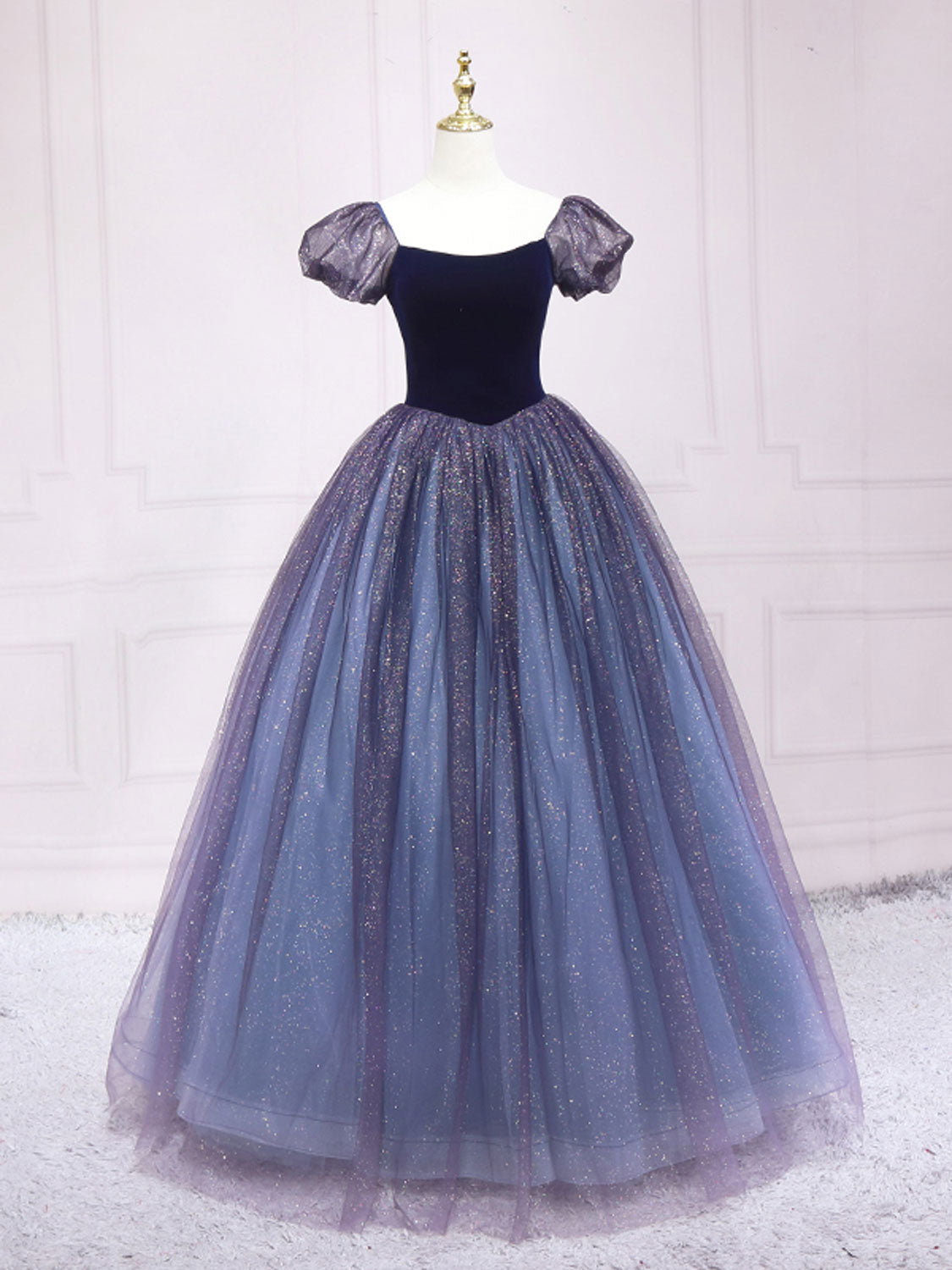 Bridesmaids Dress Designs, Purple Tulle Long Prom Dresses, Shiny Purple Tulle Formal Gown Sweet 16 Dress