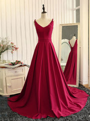 Party Dresses For Girl, Red Fashionable Long Evening Gown, Red Prom Dress