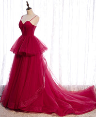 Evening Dress 1931, Red Long Prom Dresses, Sweetheart Neck Red Formal Gown