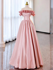 Bridesmaid Dress For Beach Wedding, Red Pink Satin Long Prom Dresses, Red Pink Satin Long Formal Evening Dresses