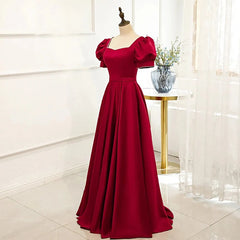 Bodycon Dress, Red Puff Sleeve Prom Dress / Red Bridesmaid Dress / Victorian Dress