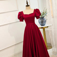 Gown Dress, Red Puff Sleeve Prom Dress / Red Bridesmaid Dress / Victorian Dress
