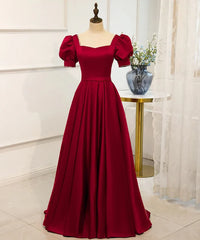 Sun Dress, Red Puff Sleeve Prom Dress / Red Bridesmaid Dress / Victorian Dress