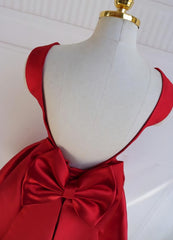 Prom Dress 2029, Red Satin Backless Short Party Dress, Red Homecoming Dresses