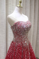 Prom Dressed Short, Red Sparkle Prom Dress , Handmade Charming Formal Gown, Prom Dress