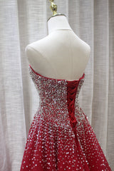 Prom Dresses Shorts, Red Sparkle Prom Dress , Handmade Charming Formal Gown, Prom Dress