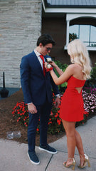Mermaid Prom Dress, Red Strapless Tight Homecoming Dress,22th Birthday Party Dress