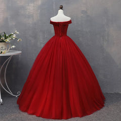 Evening Dress Mermaid, Red Tulle Long Off the Shoulder Sweet 16 Dress, Red Party Gown