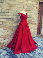 Homecoming Dress Long, Satin Off the Shoulder Long Party Dress, Junior Prom Dress