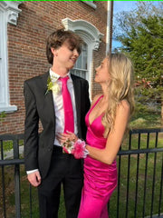 Sexig sjöjungfru Long Hot Pink Prom Dress 22 -årsdagskläder