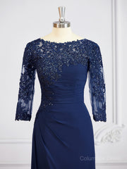 Prom Dresses Black Girls, Sheath/Column Bateau Floor-Length Chiffon Mother of the Bride Dresses With Appliques Lace