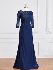 Prom Dress Black Girl, Sheath/Column Bateau Floor-Length Chiffon Mother of the Bride Dresses With Appliques Lace