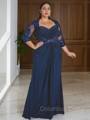 Party Dress With Glitter, Sheath/Column Sweetheart Floor-Length Chiffon Mother of the Bride Dresses With Appliques Lace