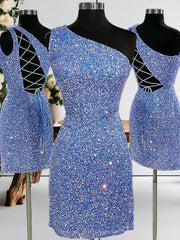 Bridesmaid Dresses Design, Sheath One-Shoulder Sequin Short/Mini Velvet Sequins Dress