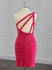 Prom Dresses For Sale, Sheath One-Shoulder Sequin Short/Mini Velvet Sequins Dress
