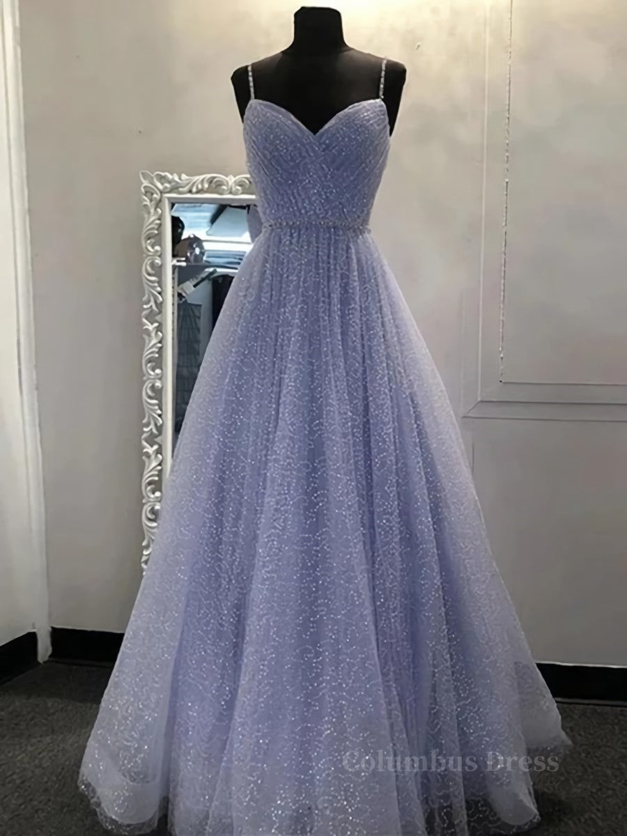 Bridesmaid Dress Floral, Shiny A Line V Neck Purple Lace Prom Dresses, A Line V Neck Purple Lace Formal Evening Dresses