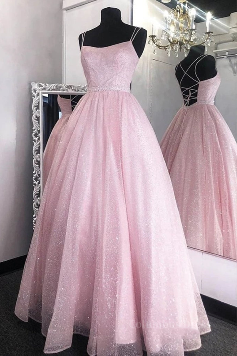 Wedding Guest Dress Summer, Shiny Backless Pink Sequins Long Prom Dress, Pink Formal Evening Dress, Sparkly Ball Gown