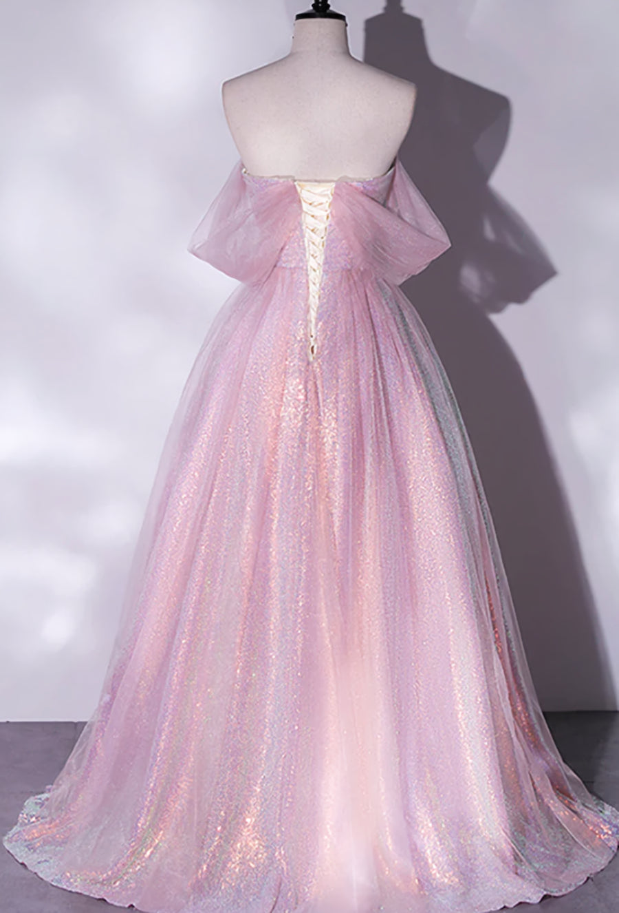 Party Dresses For 27 Year Olds, Shiny tulle sequins long pink prom dress A-line evening dress