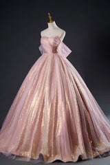 Bridesmaids Dresses Blue, Shiny Tulle Sequins Long Prom Dress, Pink Formal Dress Sweet 16 Dress