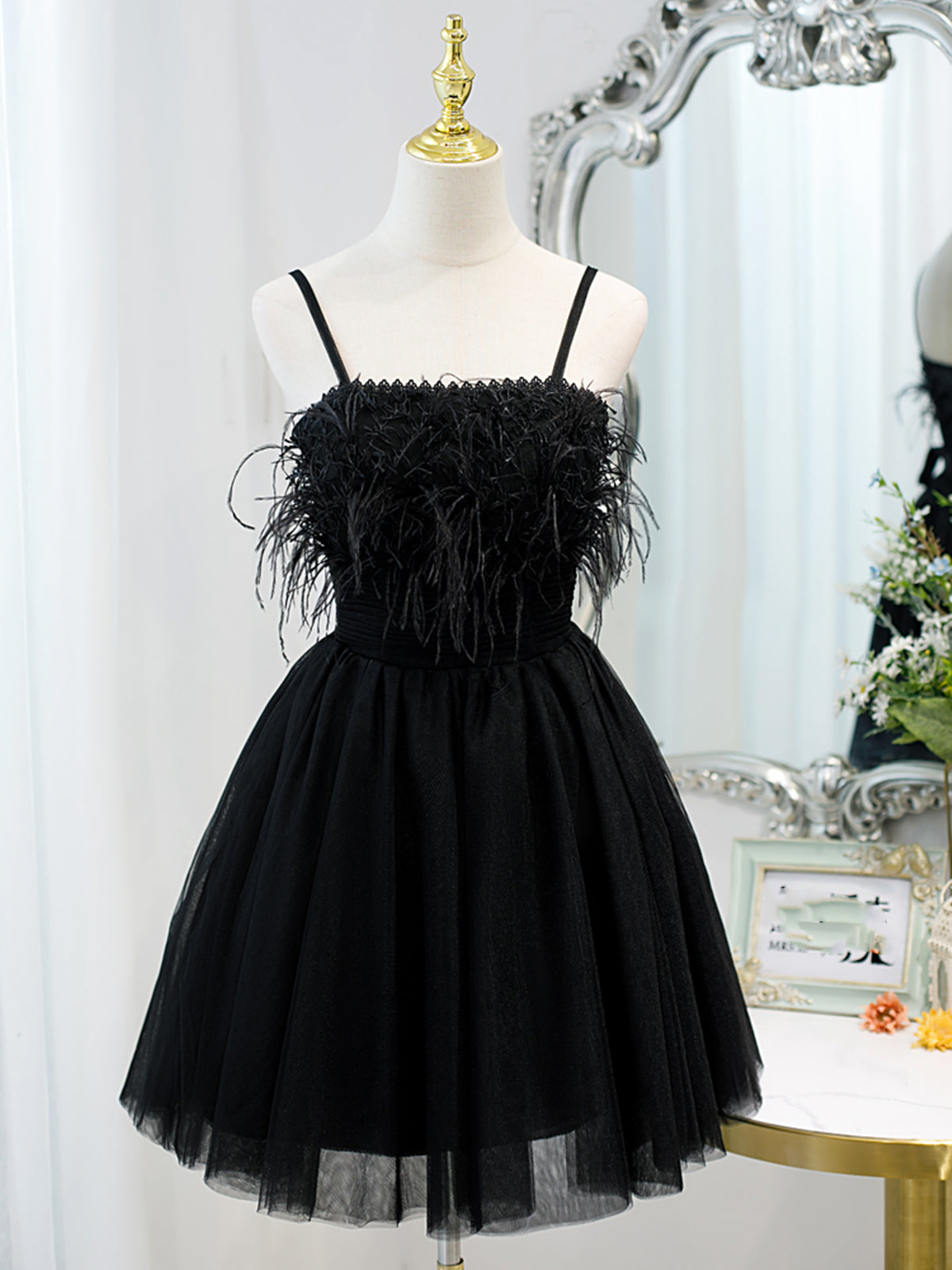 Party Dresses Winter, Short Back Prom Dress with Corset Back, Little Black Formal Homecoming Dresses