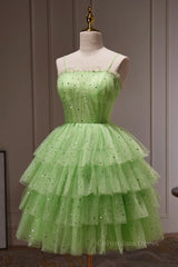 Pleated Dress, Short Green Prom Dresses, Short Green Graduation Homecoming Dresses