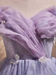 Bridesmaids Dress Blush, Short Purple Tulle Prom Dresses, Short Purple Tulle Formal Homecoming Dresses