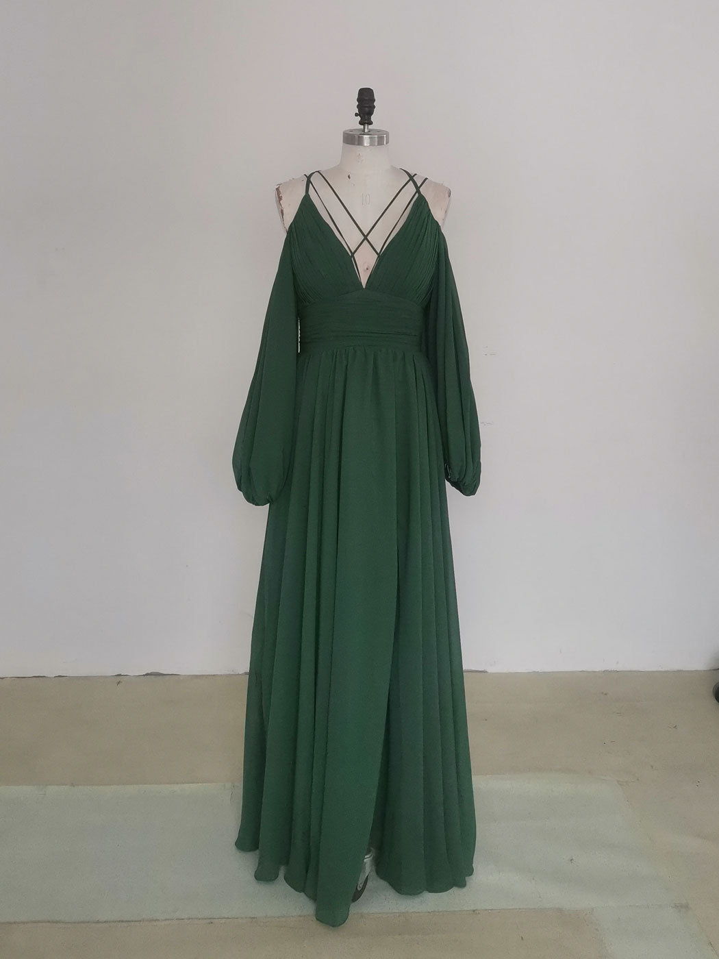 Dress Casual, Simple A line Green Chiffon Long Prom Dress, Green Bridesmaid Dress