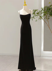 Party Dresses Miami, Simple Black Low Back Long Prom Dress, Black Floor Length Party Dress