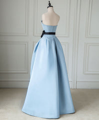 Evening Dress Black, Simple Blue Satin Long Prom Dress, Blue Long Evening Dress