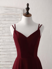 Party Dresses Winter, Simple Burgundy Chiffon Long Prom Dress Backless Evening Dress