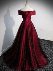 Party Dresses Designer, Simple Burgundy Satin Long Prom Dress, Burgundy Evening Dresses