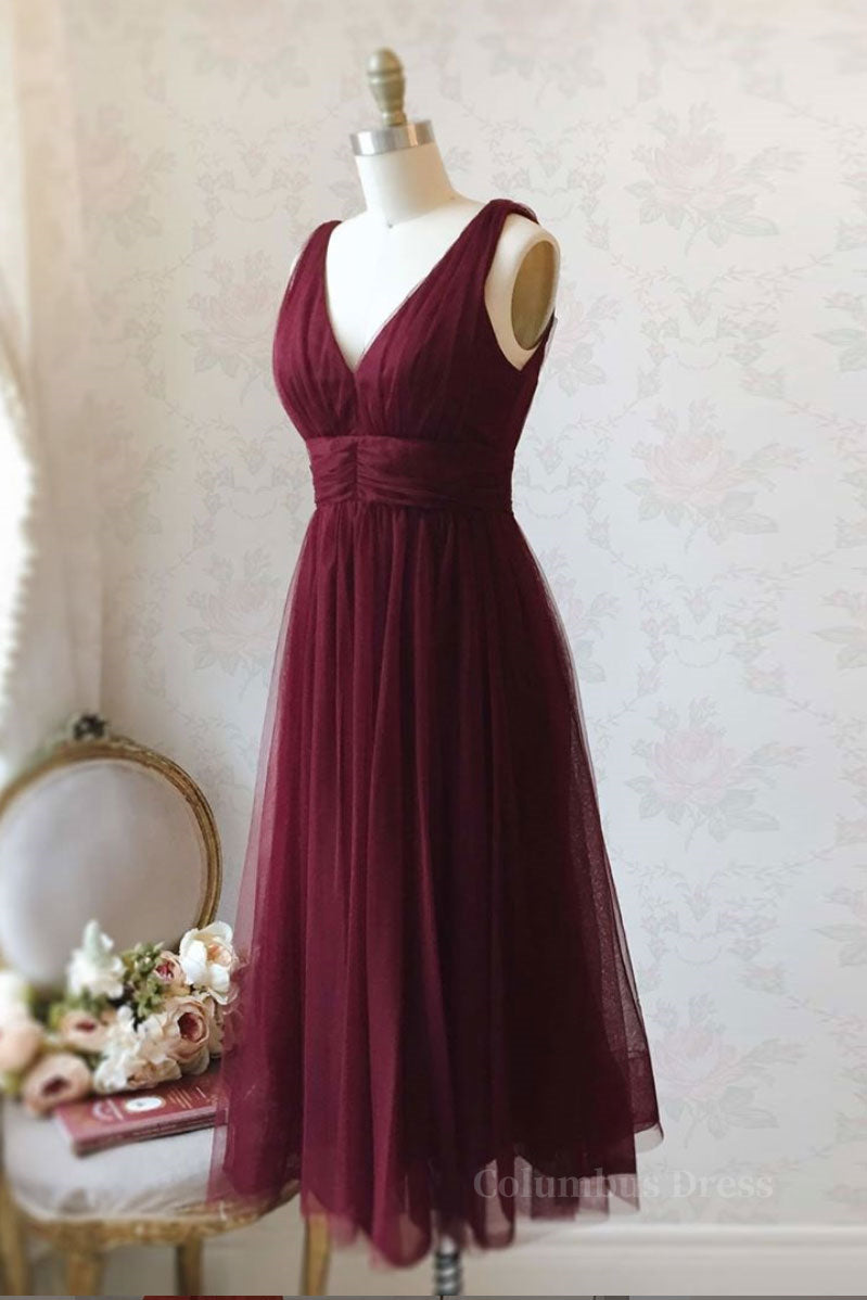 Sundress, Simple burgundy tulle prom dress tulle burgundy formal dress