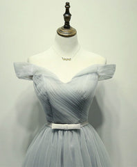Prom Dress Shops Nearby, Simple Gray Tulle Short Prom Dress, Gray Tulle Bridesmaid Dress