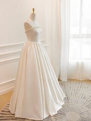 Formal Wedding Guest Dress, Simple ivory Satin Long Prom Dress, ivory Long Formal Dresses