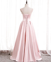Homecoming Dress Online, Simple Pink Satin Long Prom Dress, Pink Formal Bridesmaid Dress