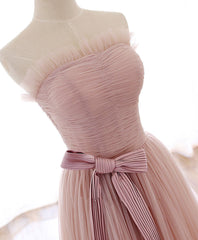 Evening Dress Green, Simple Pink Tulle Long Prom Dress, Aline Pink Tulle Formal Party Dresses