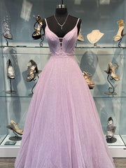 Prom Dresses For Sale, Simple purple v neck tulle long prom dress, purple evening dress