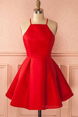 Party Dresses For Over 53S, Simple Red Short Prom Homecoming Dresses, Short Red Mini Formal Graduation Evening Dresses