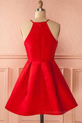 Party Dress For Over 53, Simple Red Short Prom Homecoming Dresses, Short Red Mini Formal Graduation Evening Dresses