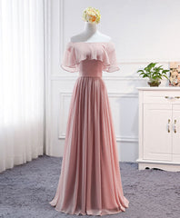 Party Dress After Wedding, Simple Round Neck Chiffon Long Prom Dress, Bridesmaid Dress