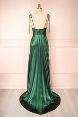 Vintage Dress, Simple Satin Long A-Line Prom Dress, Spaghetti Straps Evening Dress