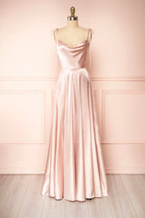 Classy Prom Dress, Simple Satin Long A-Line Prom Dress, Spaghetti Straps Evening Dress