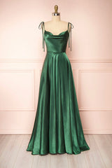 Prom Dress For Kids, Simple Satin Long A-Line Prom Dress, Spaghetti Straps Evening Dress