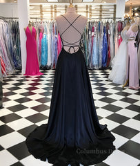 Evening Dresses For Over 53S, Simple satin long prom dress, long evening dress