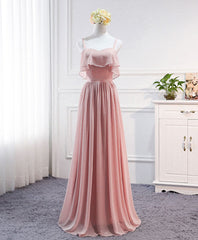 Party Dresses For Christmas, Simple Sweet Neck Chiffon Long Prom Dress, Bridesmaid Dress