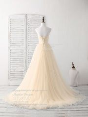 Bridesmaids Dress Under 112, Simple Sweetheart Champagne Tulle Long Prom Dress Champagne Evening Dress