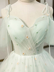 Winter Wedding, Simple Sweetheart Neck Tulle Short Prom Dresses, Puffy Green Homecoming Dresses