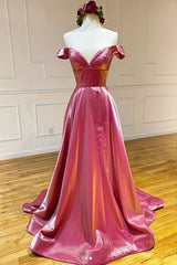 Prom Dress Under 204, Simple sweetheart off shoulder satin long prom dress