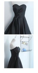 Party Dress Inspiration, Simple Sweetheart Satin Short Black Prom Dress, Black Homecoming Dresses